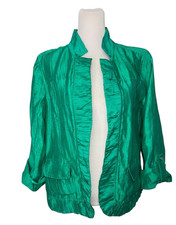Chico's Green Linen Open Front Galinda Jacket Size Medium