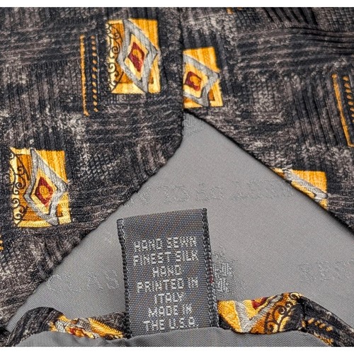 Robert Talbott Best of Class Tie Mens 58" Silk Black Yellow Geometric USA VTG - Picture 5 of 8