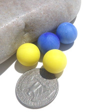 Sea Glass, Two Blue and Two Yellow Opaque Marbles