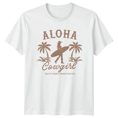 Aloha Cowgirl Salty Hair Sandy Boots Western Surfen Herren Damen Grafik T-Shirt