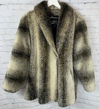 VTG SHAYTOON Leopard Print Mid Length Faux Fur Coat Women's Size Medium