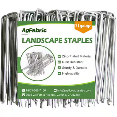 8 In. 11 Gauge Galvanized Landscape Staples Stake Pins for Weed Barrier,Irrigati