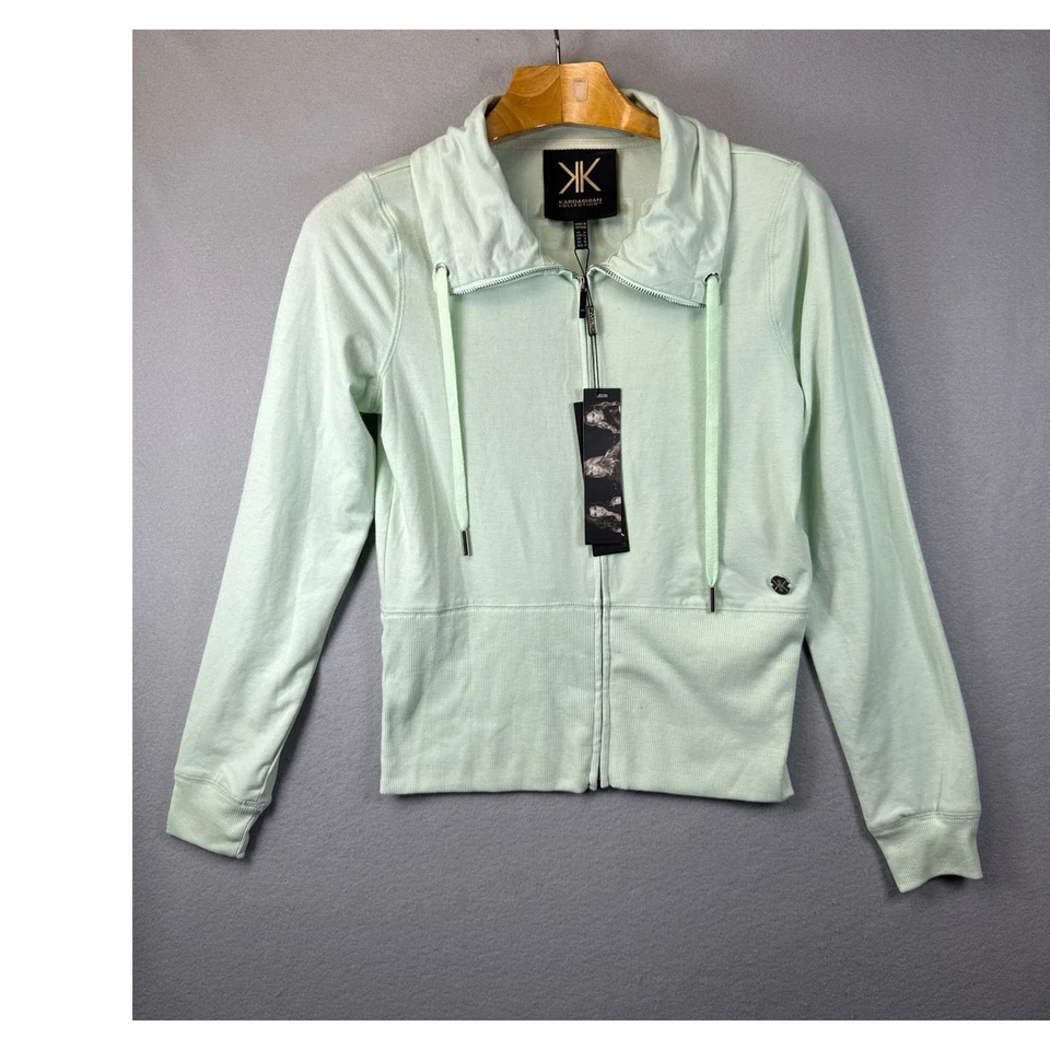 NUEVO CON ETIQUETAS Kardashian Colección Sears Signature Cremallera Sudadera con Capucha Chaqueta para Mujer Talla M Verde Foto 2 de 4