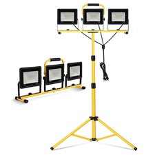 3-Heads LED Flood Lights Tripod Stand Adjustable Camp Work Site Emergency Lamp~