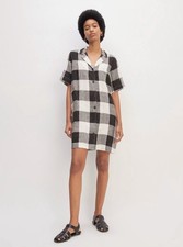 Everlane Buffalo Check Linen Mini Dress L