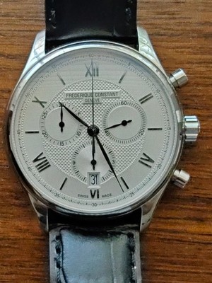 Frederique Constant Classics Chronograph  Silver Roman Dial Full Set FC 292MS5B6