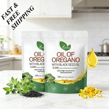 NEW 2PCS Oregano Oil 6200mg with Black Seed Oil Immune Boosting Capsules