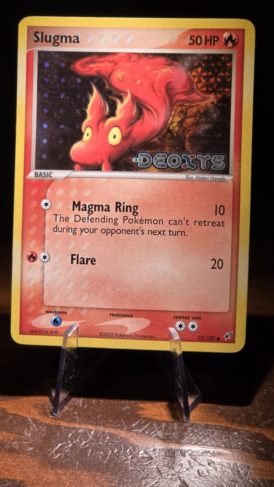 Slugma 75/107 - Pokemon 2005 EX Deoxys Stamped - Reverse Holo Vintage