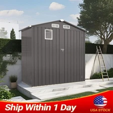 6x4FT Outdoor Metal Storage Shed Garden Heavy Duty Tool Shed with Lockable Door