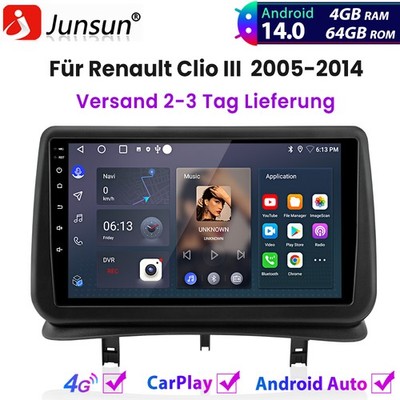 Für Renault Clio III 2005-2014 Carplay Android14 Autoradio GPS Navi BT FM 4+64GB