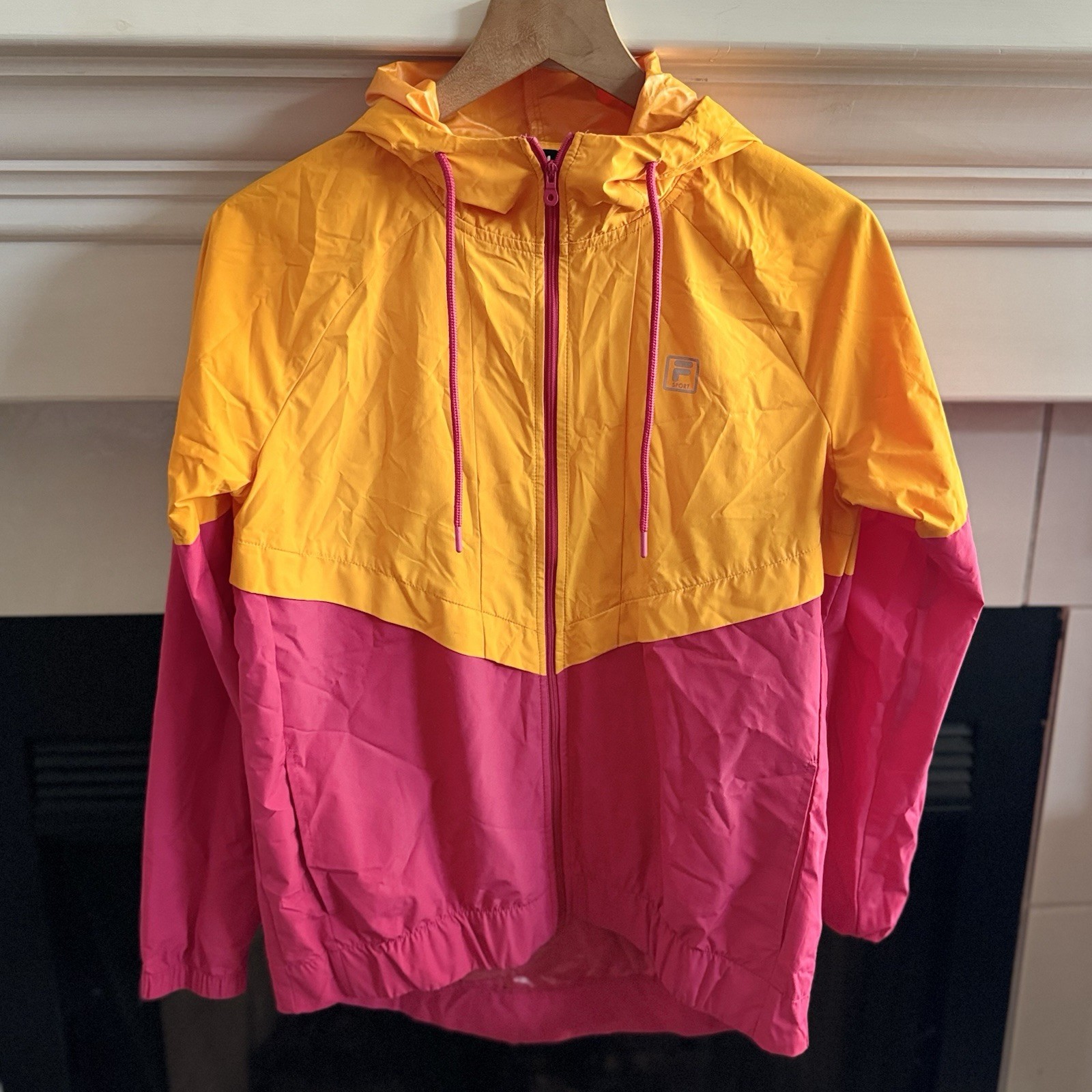 Giacca a vento Fila arancione e rosa colorblock full zip taglia small