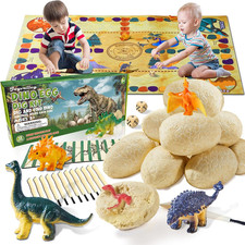 Dino Fossil Eggs Dinosaur Toys - 12 Dinosaur Eggs Dig Excavation Kit W Play Mat