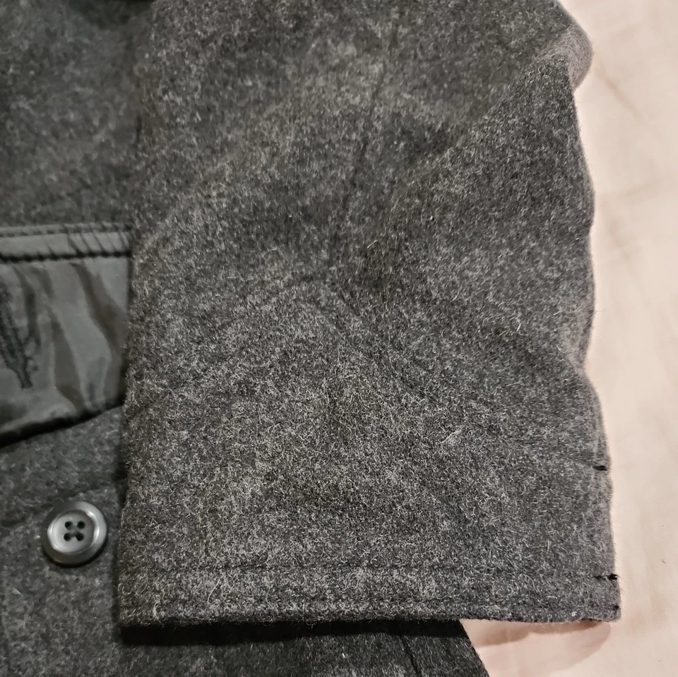 Old Navy Mens Pea Coat Sz M Black Wool Single Breasted Wool Overcoat - Image 3 of 4