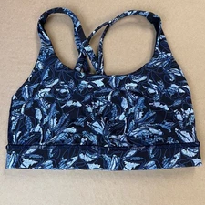 Lululemon 4 Align Sports Bra Floral Blk Blue Strappy Yoga Athleisure Gym Workout