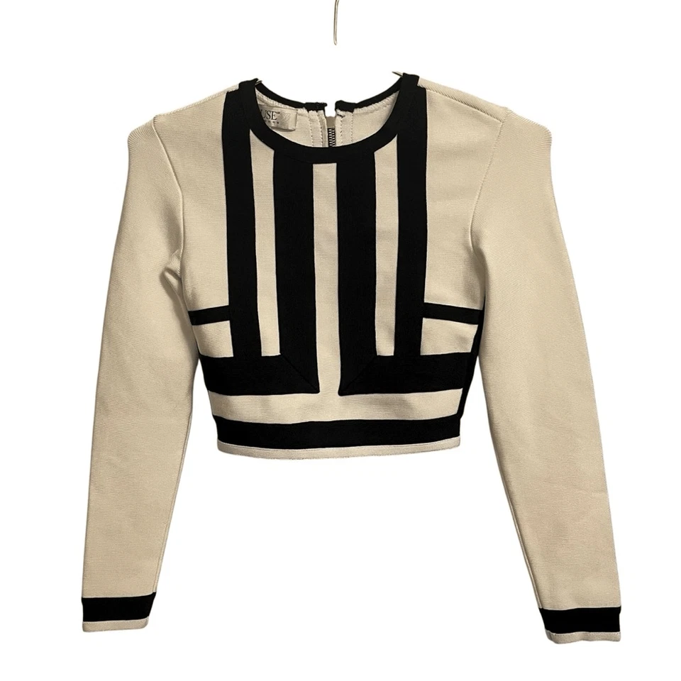 Conjunto de saia House of CB crop top e bandagem branca preta nova sem etiquetas XS - Imagem 2 de 4