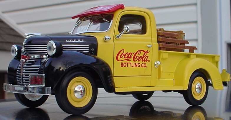 Dodge 1947 Coca Cola Pick Up Truck w Figurine & Soda Case