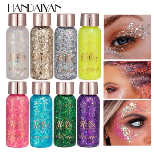 GLITTER Shaker Loose Eyeshadow Face Body Hair Nail Eyes Lip Fixing Gel☆ - Picture 1 of 21