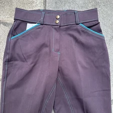 Royal Highness RHC Womens 28R Riding Breeches Jodhpurs Gray Black Knee Patch