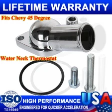 Chrome Water Neck Thermostat Housing Outlet 45 Degr For Chevy 350-454 V8 SBC BBC