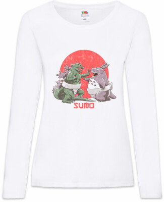 Sumo Monsters Damen Langarm T-Shirt Wrestler Wrestling Fun Nerd
