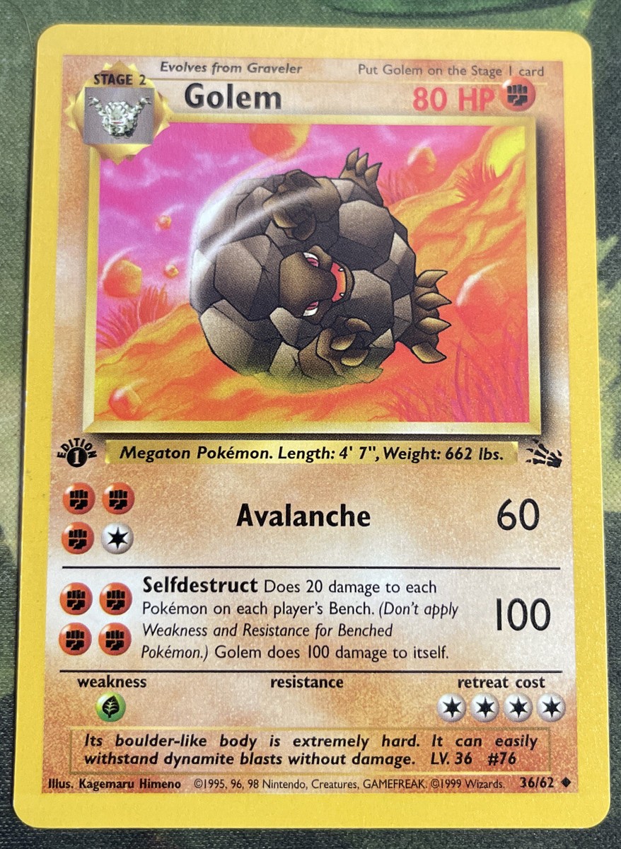 1st Edition Golem 36/62 - Fossil - Near Mint | eBay