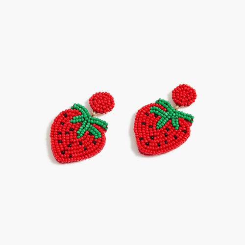 J.Crew Factory NWT Strawberry Beaded Earrings - Picture 2 of 7