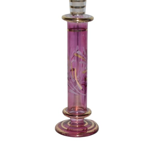 Botella de Perfume Vintage Vidrio Púrpura y Dorado Rosa Egipcia Estilo Genio - Imagen 4 de 9