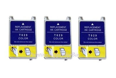 3 Pack Tri-Color Ink Cartridge For Epson T029 T029201 Epson Stylus C60 With Chip