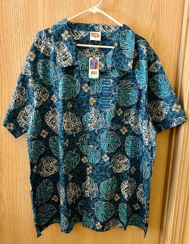 Men's Hawaiian Shirt New with tags Tropical M/XL/XXL Barefoot in Paradise - Picture 1 of 6