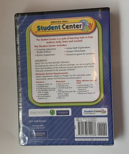 Prentice Hall Student Center Mathematics Course 1 CD W/Game Original Sealed NEW - Picture 2 of 3