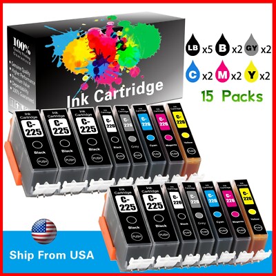 15-PK PGI225 CLI226 Ink Cartridge -for Canon PIXMA MG6110 MG6120 MG6220 Printe