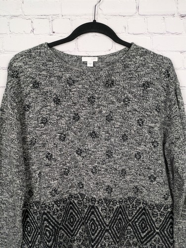 J. Jill Knit Top Womens Size M Gray Embroidered Cotton Blend Stretch Long Sleeve - 第 2/11 張圖片