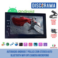 AUTORADIO ANDROID 7 POLLICI 2DIN STEREO AUTO BLUETOOTH WIFI GPS CAMERA MICROFONO
