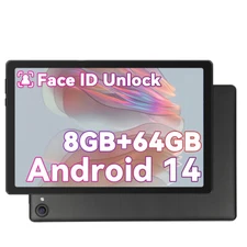 AEEZO 10.1 inch Octa-Core Android14 Tablet 8+64GB ROM,Dual Camera Bluetooth WIFI