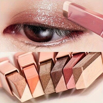 6 pieces of flash eye shadow stick set, two-color flash gradient eye shadow