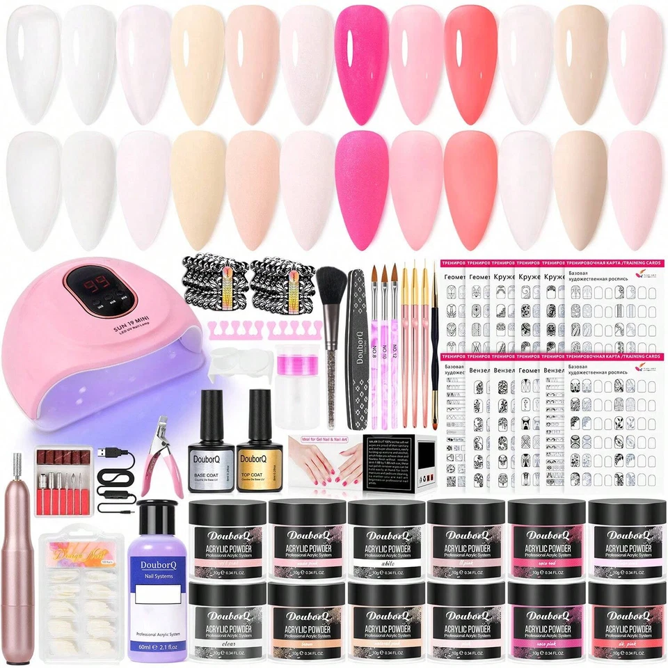 XJWB-Kit de uñas acrílicas - 6 colores con líquido monómero de 60 ml, taladro de uñas y cordero UV Foto 2 de 4