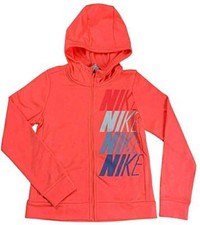Nike Girls Dri-Fit Therma Full Zip Hoodie Sweater Pink Sz S CJ4374-640