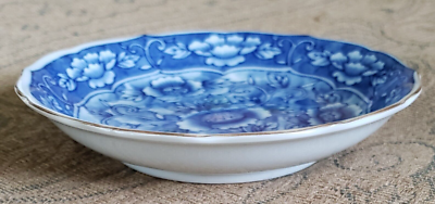 TAKAHASHI 22 Porcelain Blue Floral Gold Trim FRUIT or DESSERT