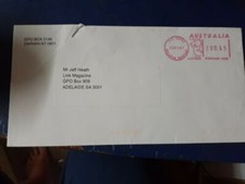 australia commercial cover used 1996 special postmark as in pic damaged