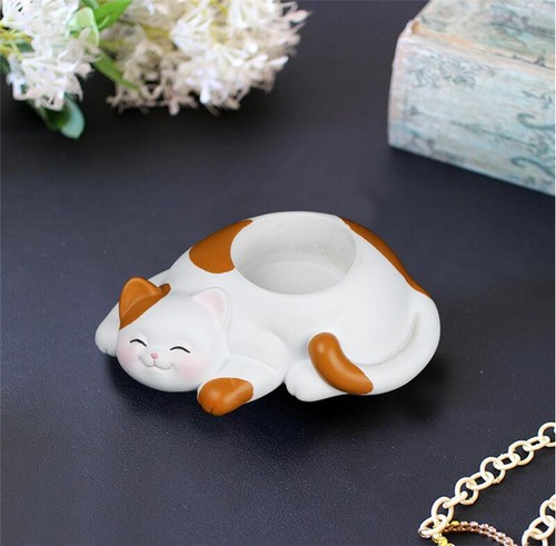 Fat Cat candlestick candle holder animal lucky cat mould Resin Silicone Mold - Picture 4 of 7