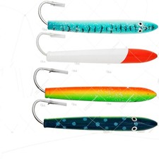 4pcs 6" Fishing Cedar Plugs Rig Tuna Trolling Wooden Lures 10/0 Hook 4-color NEW