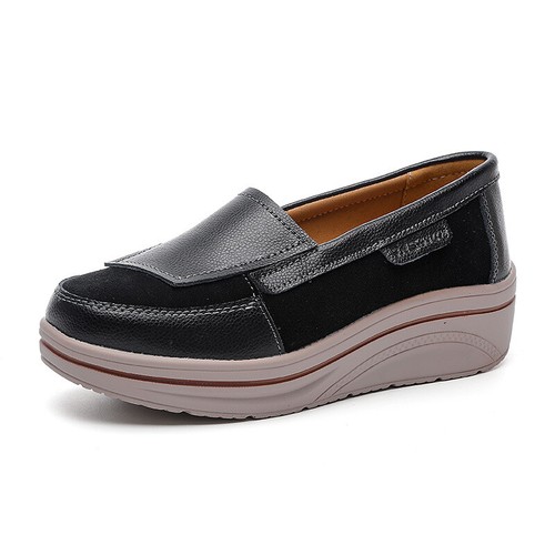 Women's Heels Loafer Leather Shoes Comfort Platform Casual Shoes High Wedge - Picture 13 of 52
