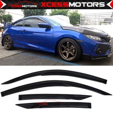 Se adapta a 16-20 Honda Civic Coupé Cinta-On Estilo Mugen 4 piezas Viseras de ventana Protector de lluvia