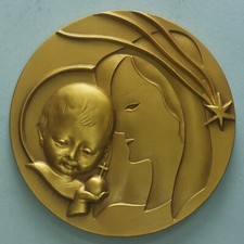 REPUBBLICA ITALIANA MEDAGLIA CALENDARIO 1982 BRONZO DORATO FDC