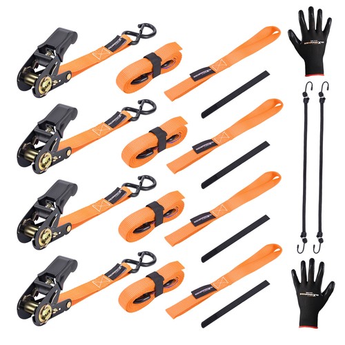 4x Spanngurte mit Ratsche + Haken Ratsche-Spannset 997kg 4,5m Sicherheitsclip