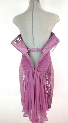 Vicky Tiel DARK ROSE Strapless Sequined Party Cocktail Dress size 8 NWT - Picture 3 of 3