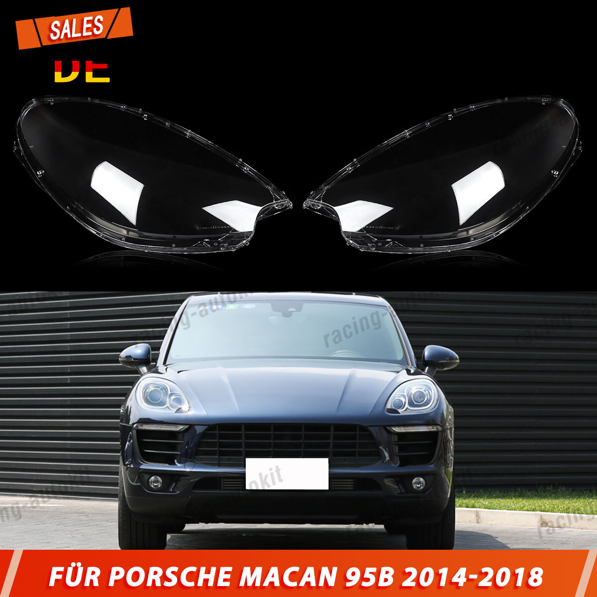 2 uds cubierta de cristal de faros lente izquierda + derecha para Porsche Macan 2015-2018