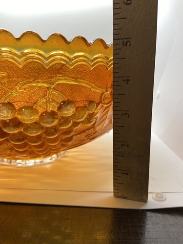 Imperial Glass Co. carnival glass punch bowl IMPERIAL GRAPE marigold c.1912+ 12” - Picture 11 of 12