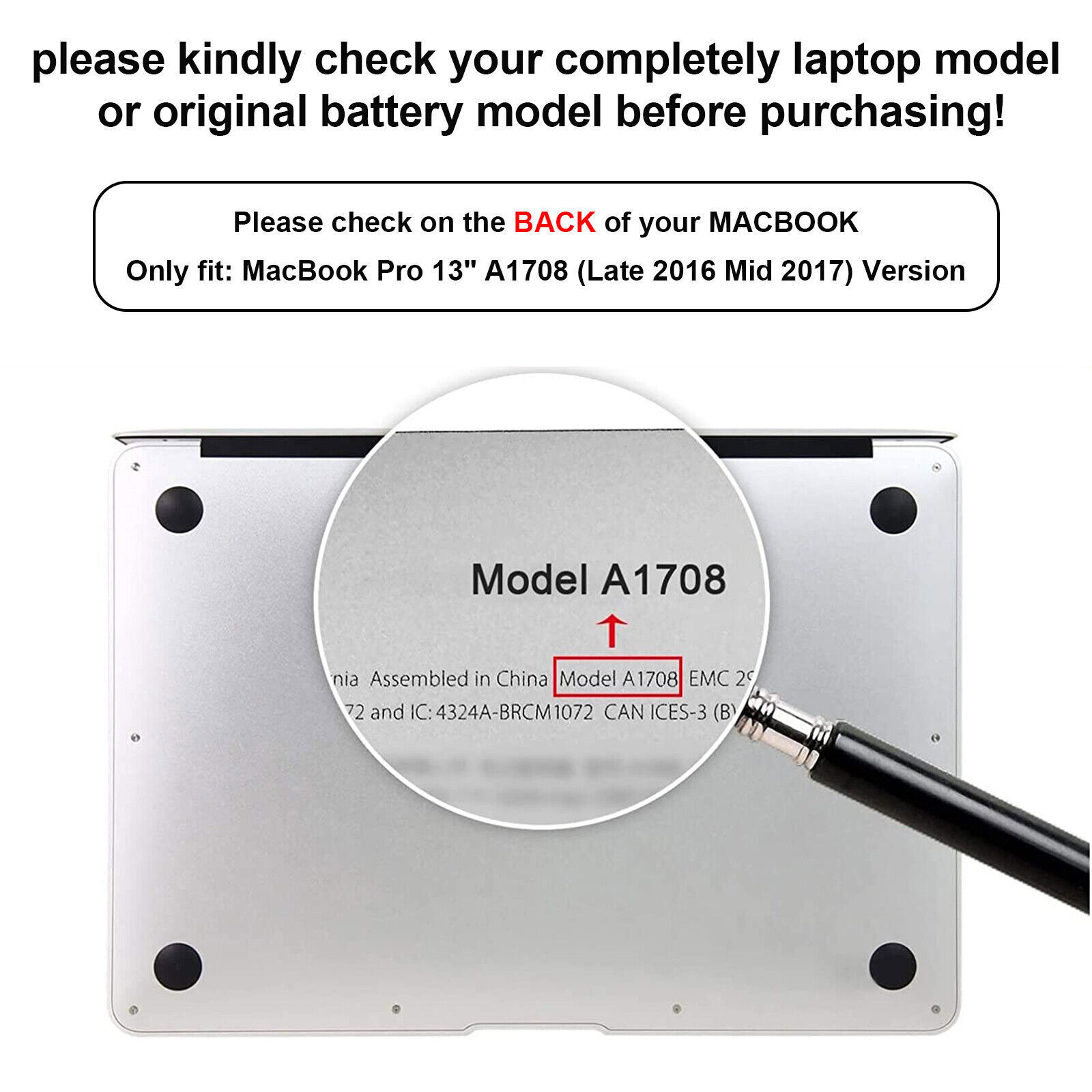 A1713 A1708 Battery For MacBook Pro 13" Late 2016 Mid 2017 EMC 2978 EMC ...
