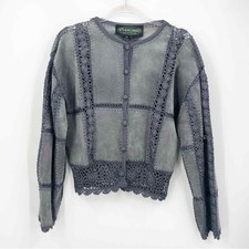 Overland Leather Jacket Size Large Patchwork Crochet Lace Suede Vintage Y2k